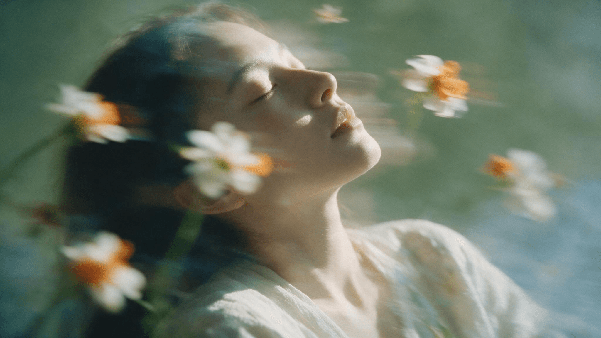 girl and flowers