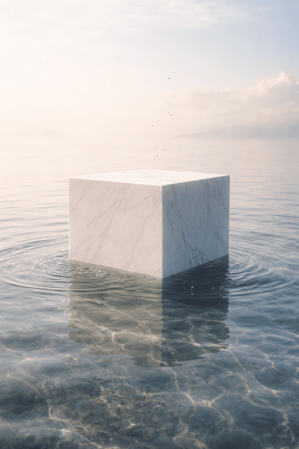 A solid block of marble is floating on water; symbolizing a medically supervised rigor in Ketamine therapy designed for safety, clarity, and real progress—before, during, and after each treatment.